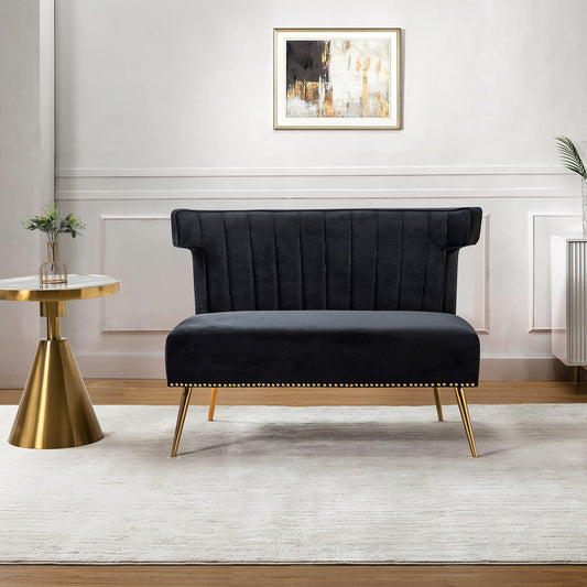 Mid-Century Tufted Velvet Loveseat for Apartment Small Spaces