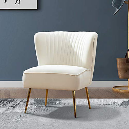 Comfy Upholstered Mid-Century Velvet Wingback Side Chair