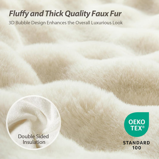 TINA'S HOME Luxuxy Faux Rabbit Fur Throw Blanket - 1000GSM