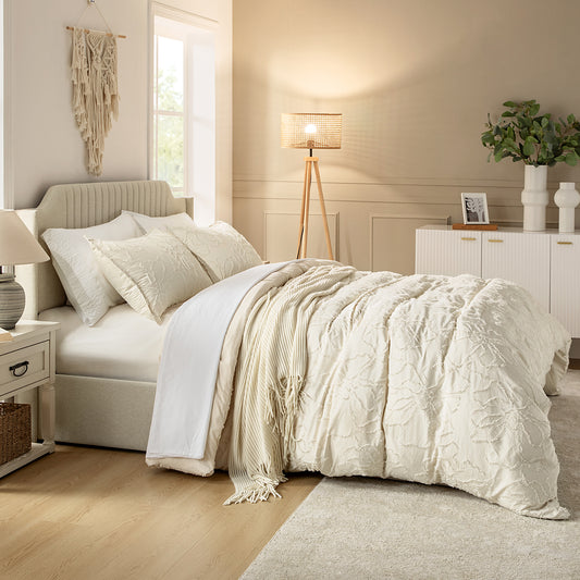 Boho Embroidery Shabby Chic Duvet Cover Set