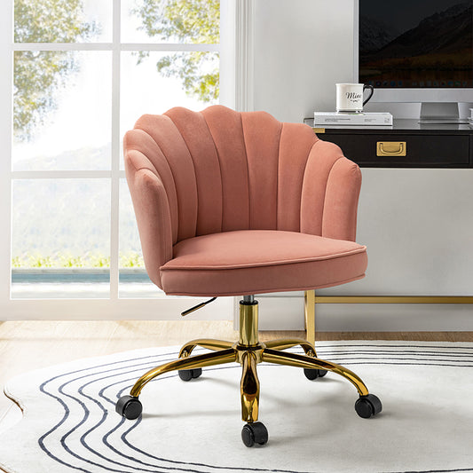 Upholstered Velvet Shell Office Vanity Chair