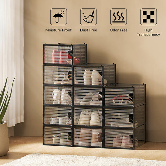 Stackable Clear Plastic Shoe Boxes(12 pcs)