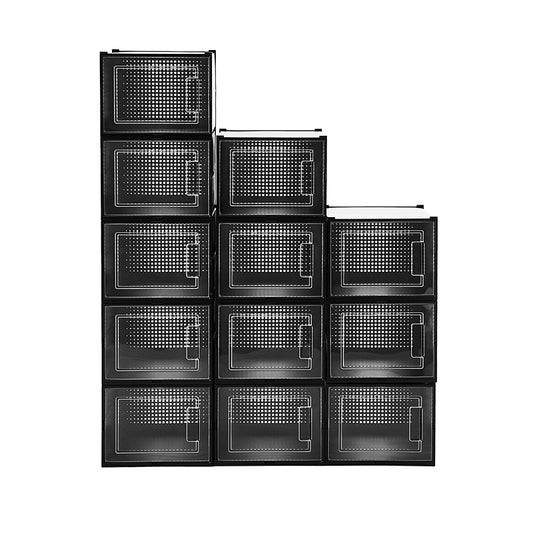 Black Stackable SHOE BOX(L)-12 PCS
