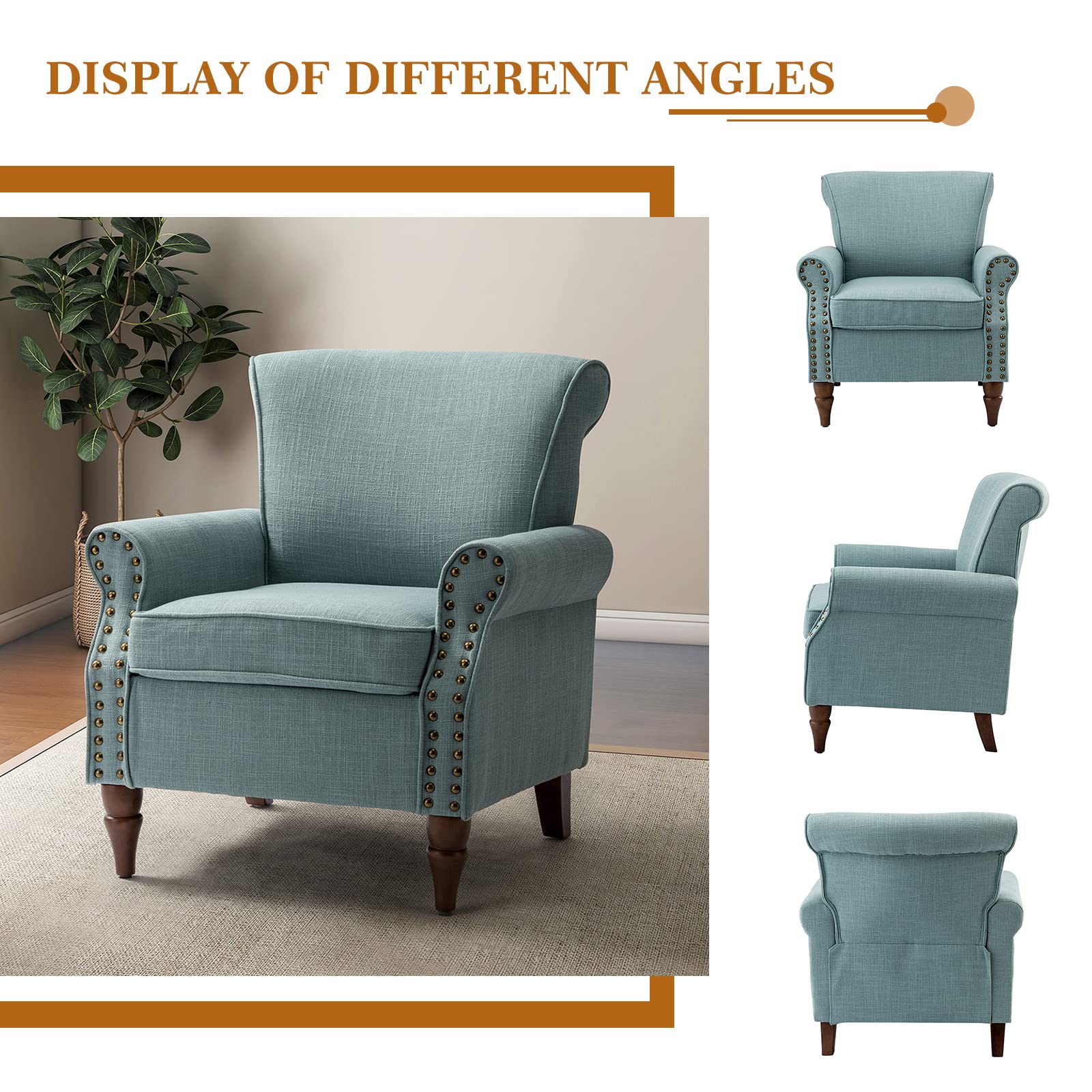 Comfy Small Fabric Nailhead Club Chair