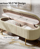 Storage Bench Ottoman Compartment and Plush Cushioned Seating Bedroom Entryway