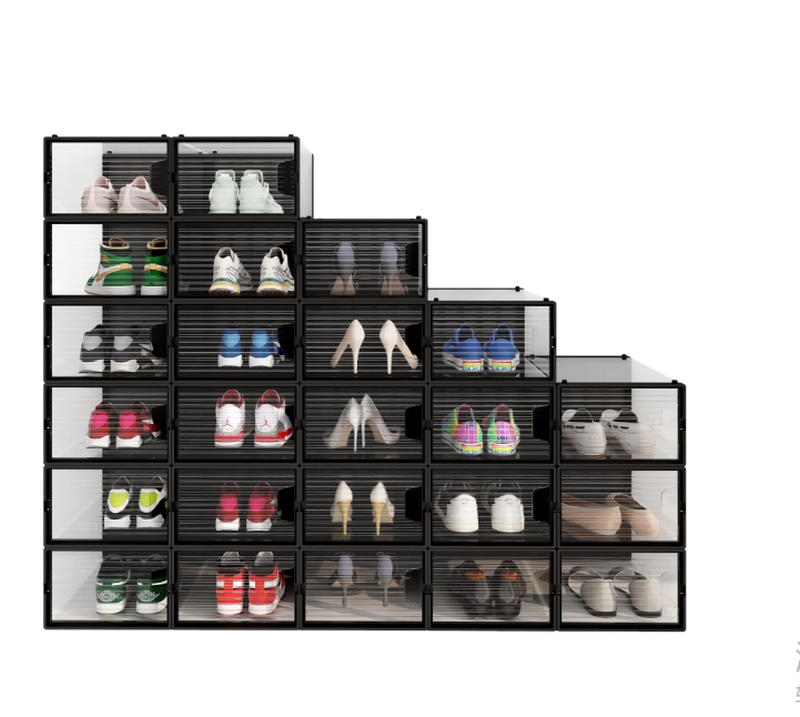 Shoe Boxes Stackable Clear Plastic Shoe Storage Organizers Fit up US Size 12 Transparent