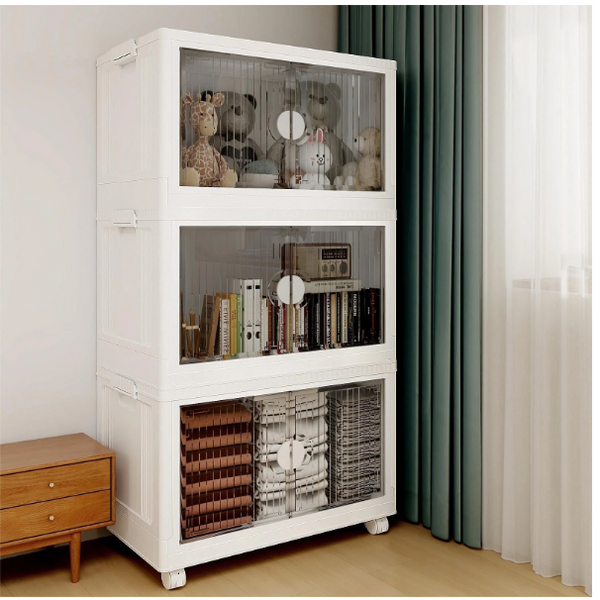 Stackable Storage Box with Wheels,Tina's Home 48 Gallon Organizer for Bedroom Livingroom