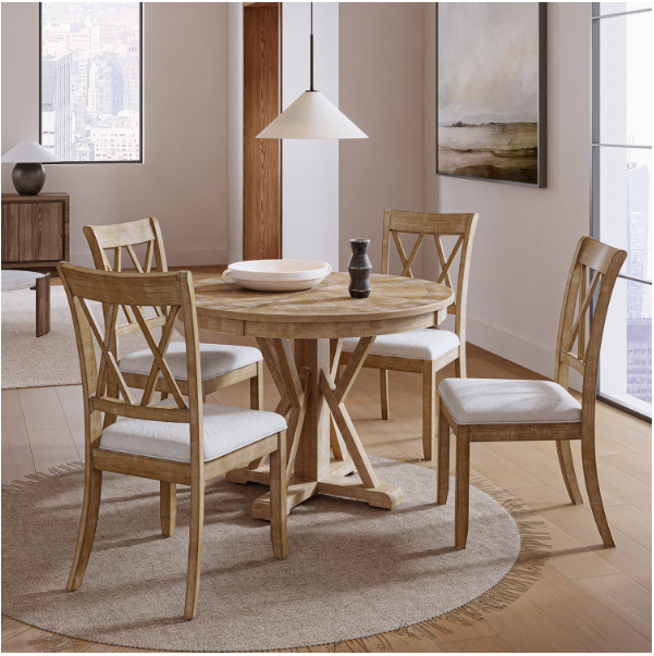 Farmhouse Solid Wood Dining Chairs Upholstered Armless Side Chairs  Crossing High Back Living Room Kitchen