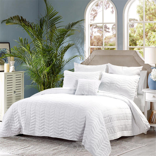 4 Piece Soft Washable Chevron Quilt Set Queen King size