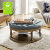 36'' Wide Round Large Ottoman Tufted Coffee Table with Storage Wood Legs Home Living Room