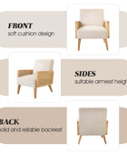 Mid-Century Modern Upholstered Accent Chairs with Rattan Armrest