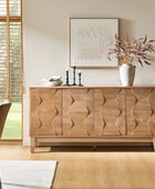Mid-Century Modern Walnut Sideboard Buffet Cabinetwith 4 Doors and 2 Adjustable Shelves– Solid Wood Legs Dining Room & Kitchen Storage