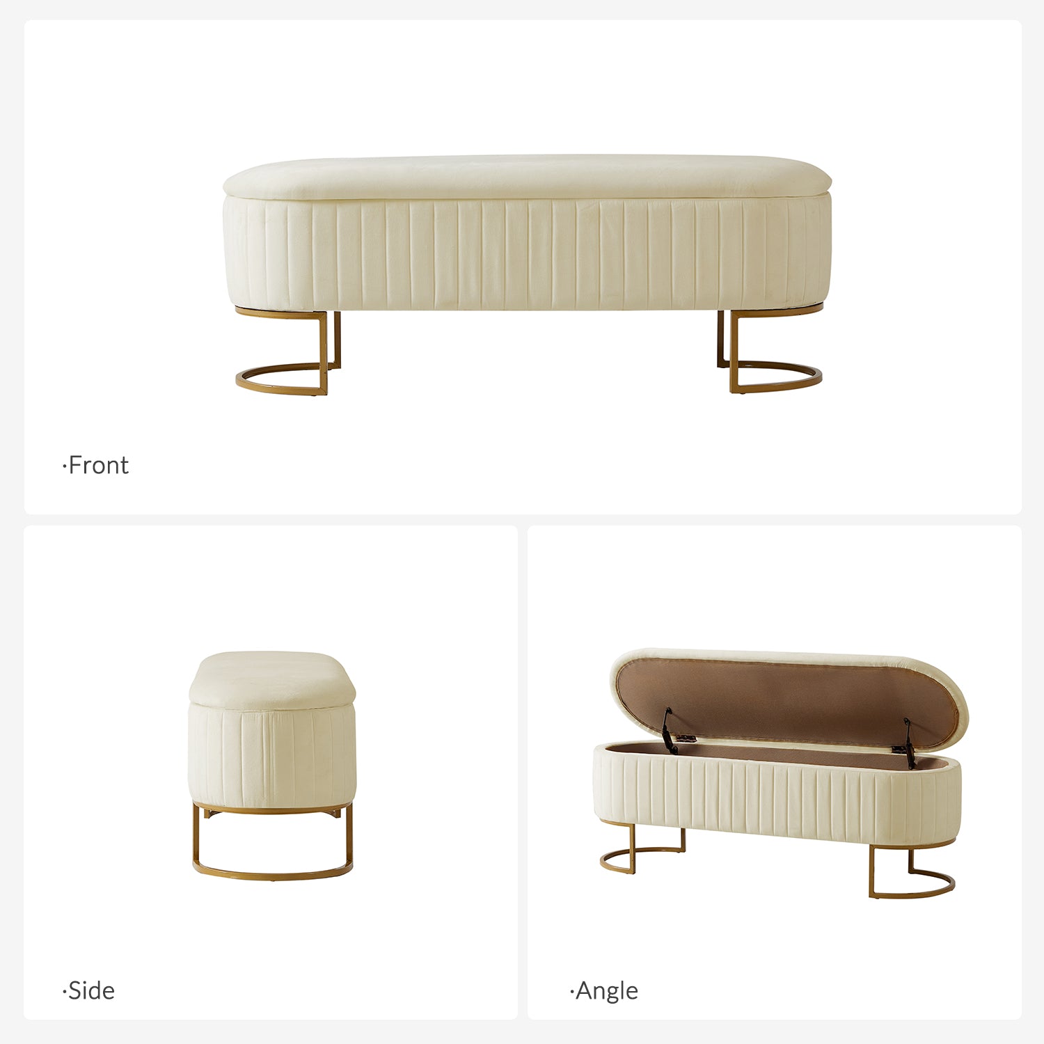 Storage Bench Ottoman Compartment and Plush Cushioned Seating Bedroom Entryway