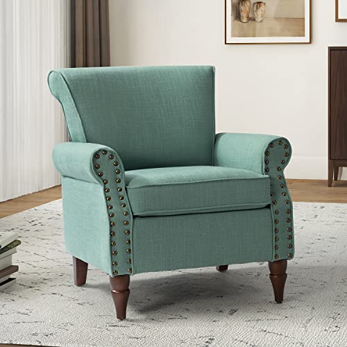 Comfy Small Fabric Nailhead Club Chair