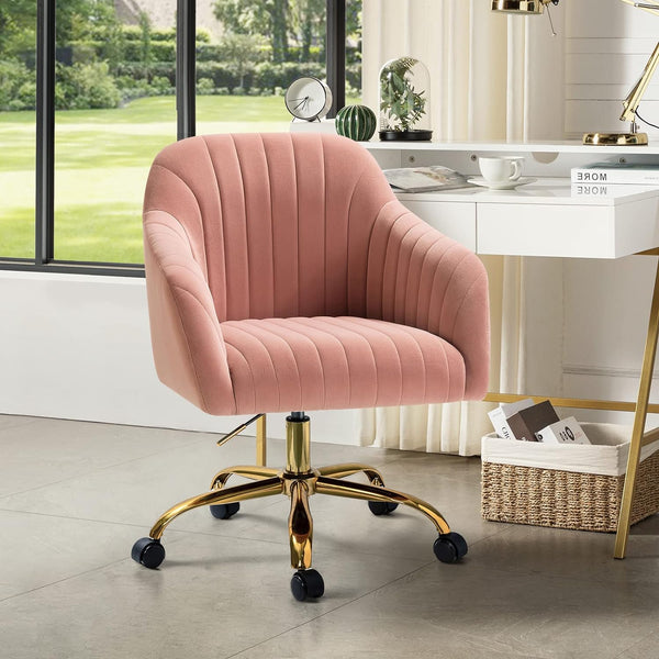 Velvet Modern Cute Swivel Home Office Vanity Chair tina s home