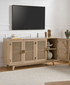 Wooden Rattan Sideboard TV Stand 4 Doors Storage Cabinet Credenzas Table TVs up to 65