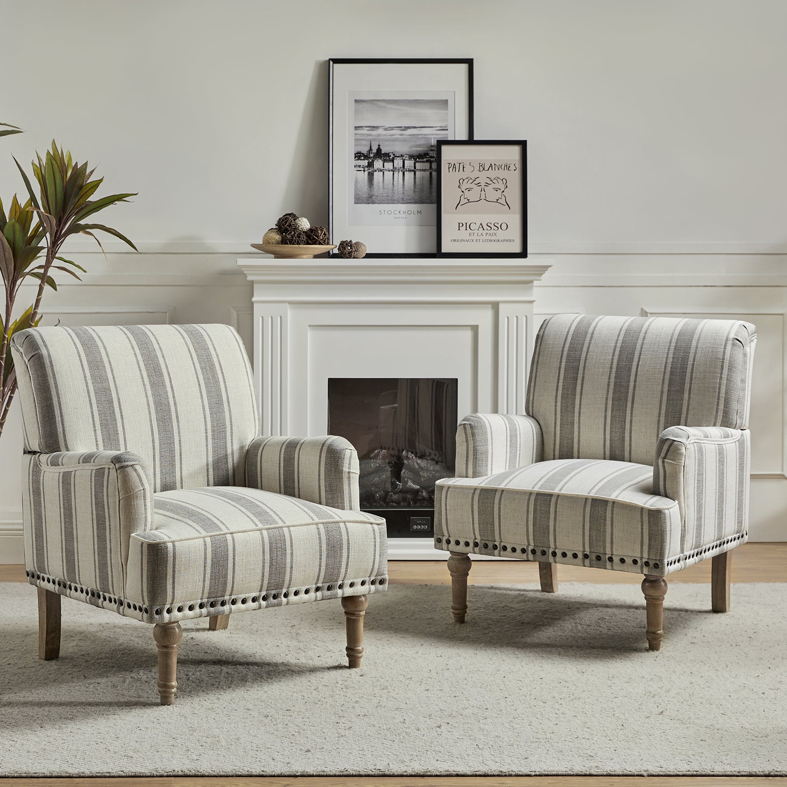 Modern Upholstered Accent Chair, Solid Wooden Legs, Comfortable Reading Armchair for Living Room or Bedroom