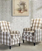 Traditional Push-Back Plaid Upholstered Wingback Recliner 27