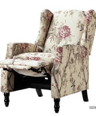 Traditional Push-Back Plaid Upholstered Wingback Recliner 27