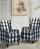 Traditional Push-Back Plaid Upholstered Wingback Recliner 27