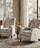 Traditional Push-Back Plaid Upholstered Wingback Recliner 27