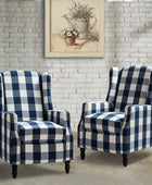Traditional Push-Back Plaid Upholstered Wingback Recliner 27