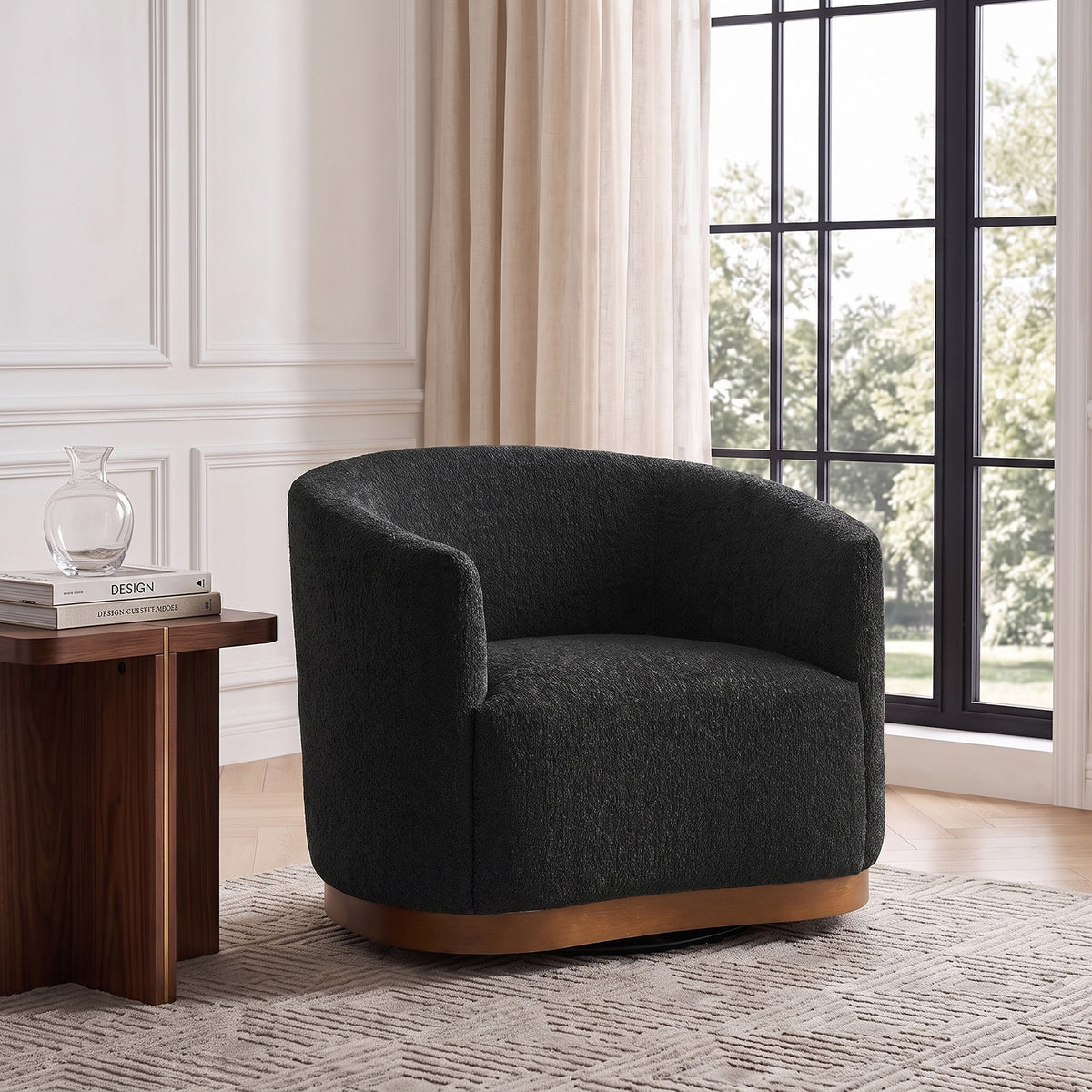 Modern 360° Swivel Accent Chairs Set of 2 with Chenille Upholstery and Solid Wood Legsfor Living Room, Bedroom, Reading Corner, No Assembly