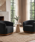 Modern 360° Swivel Accent Chairs Set of 2 with Chenille Upholstery and Solid Wood Legsfor Living Room, Bedroom, Reading Corner, No Assembly