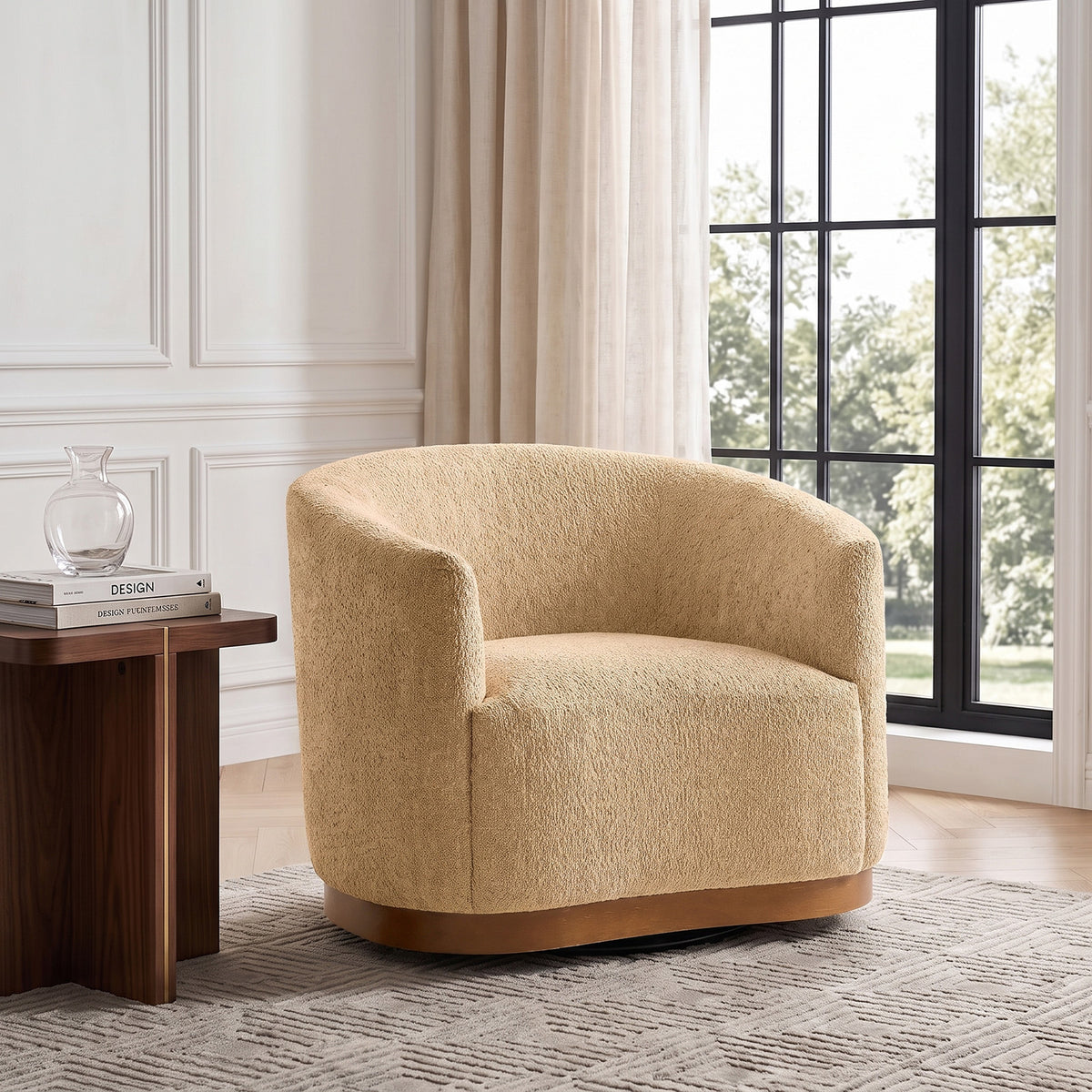 Modern 360° Swivel Accent Chairs Set of 2 with Chenille Upholstery and Solid Wood Legsfor Living Room, Bedroom, Reading Corner, No Assembly