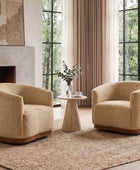 Modern 360° Swivel Accent Chairs Set of 2 with Chenille Upholstery and Solid Wood Legsfor Living Room, Bedroom, Reading Corner, No Assembly
