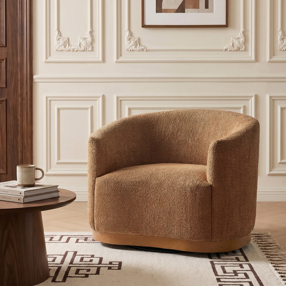 Modern 360° Swivel Accent Chairs Set of 2 with Chenille Upholstery and Solid Wood Legsfor Living Room, Bedroom, Reading Corner, No Assembly