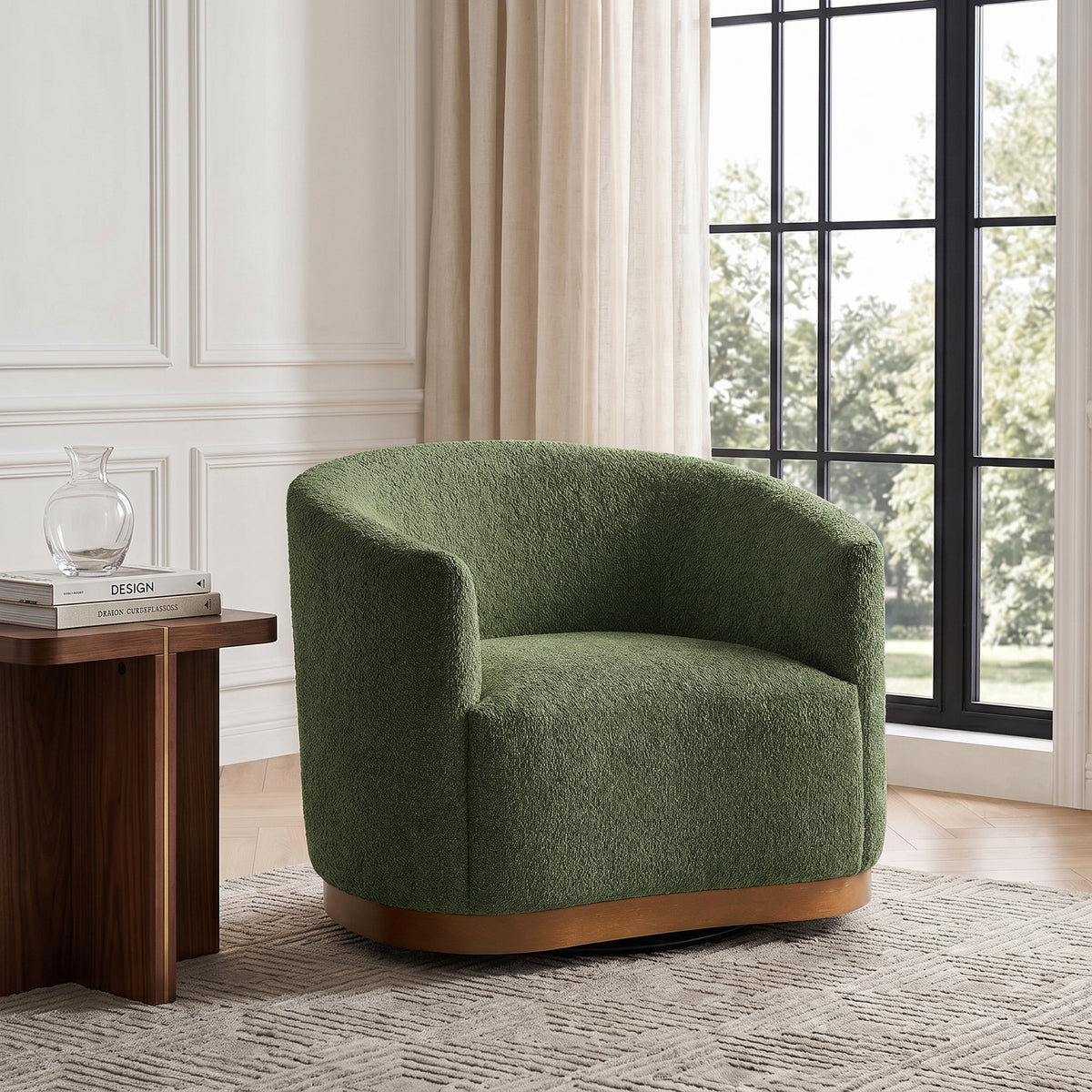 Modern 360° Swivel Accent Chairs Set of 2 with Chenille Upholstery and Solid Wood Legsfor Living Room, Bedroom, Reading Corner, No Assembly