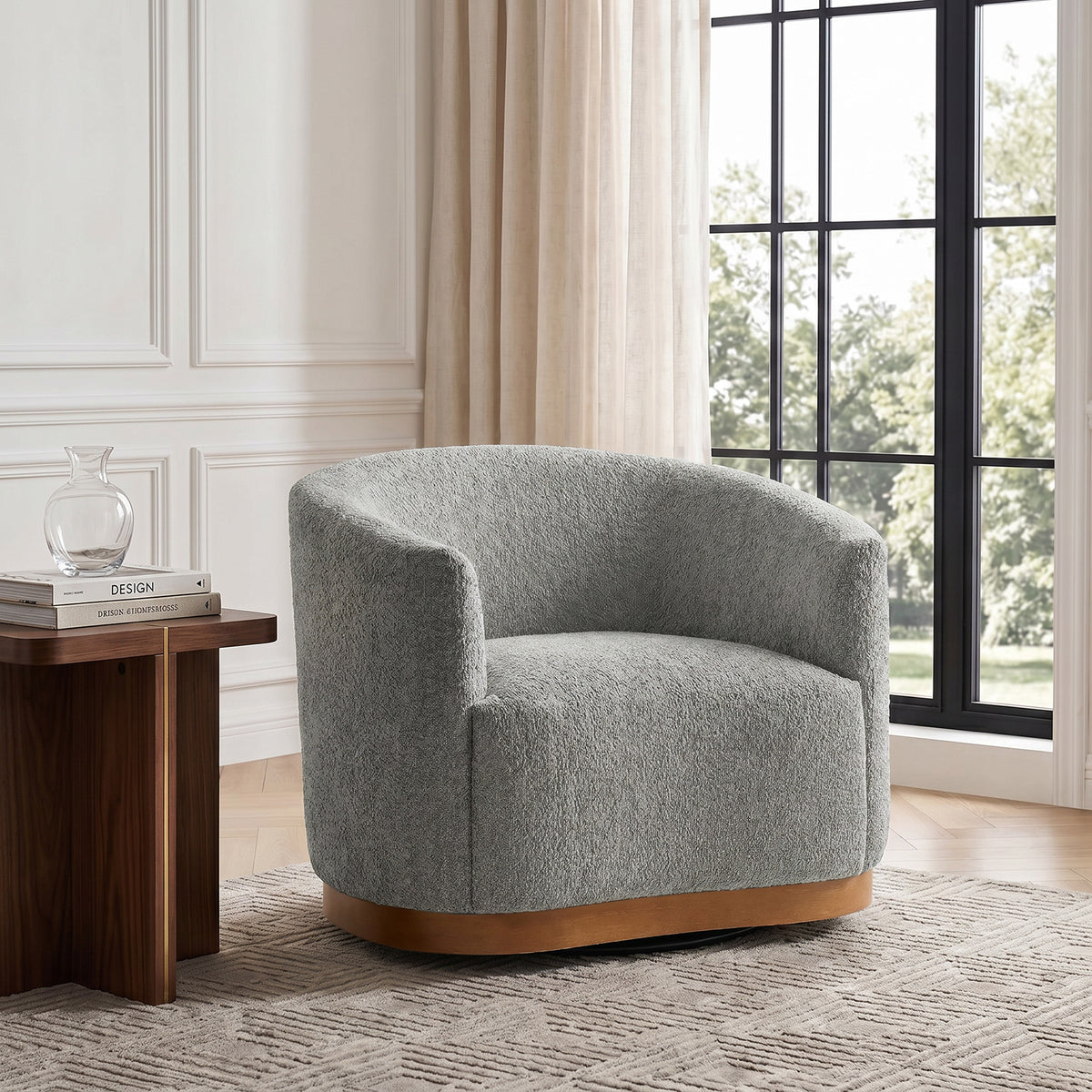 Modern 360° Swivel Accent Chairs Set of 2 with Chenille Upholstery and Solid Wood Legsfor Living Room, Bedroom, Reading Corner, No Assembly
