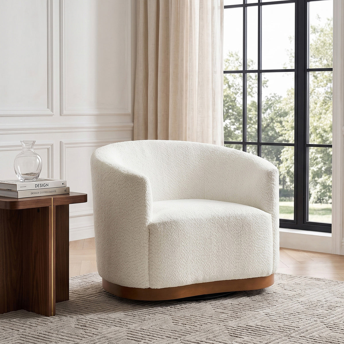 Modern 360° Swivel Accent Chairs Set of 2 with Chenille Upholstery and Solid Wood Legsfor Living Room, Bedroom, Reading Corner, No Assembly