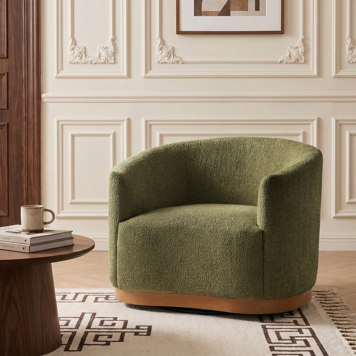 Modern 360° Swivel Accent Chairs Set of 2 with Chenille Upholstery and Solid Wood Legsfor Living Room, Bedroom, Reading Corner, No Assembly