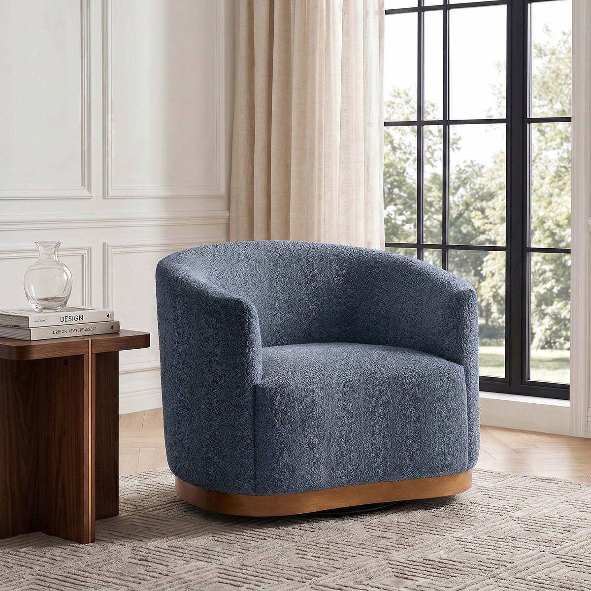 Modern 360° Swivel Accent Chairs Set of 2 with Chenille Upholstery and Solid Wood Legsfor Living Room, Bedroom, Reading Corner, No Assembly