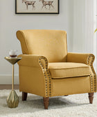 Upholstered Sofa Armchair Fabric Wingback Accent Chair Wood Legs Nailhead Trim Home Living Room Bedroom