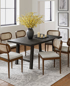 Farmhouse Dining Chairs Rattan Side Chairs Wood Legs Removable Cushion Home Kitchen Restaurant