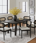 Farmhouse Dining Chairs Rattan Side Chairs Wood Legs Removable Cushion Home Kitchen Restaurant
