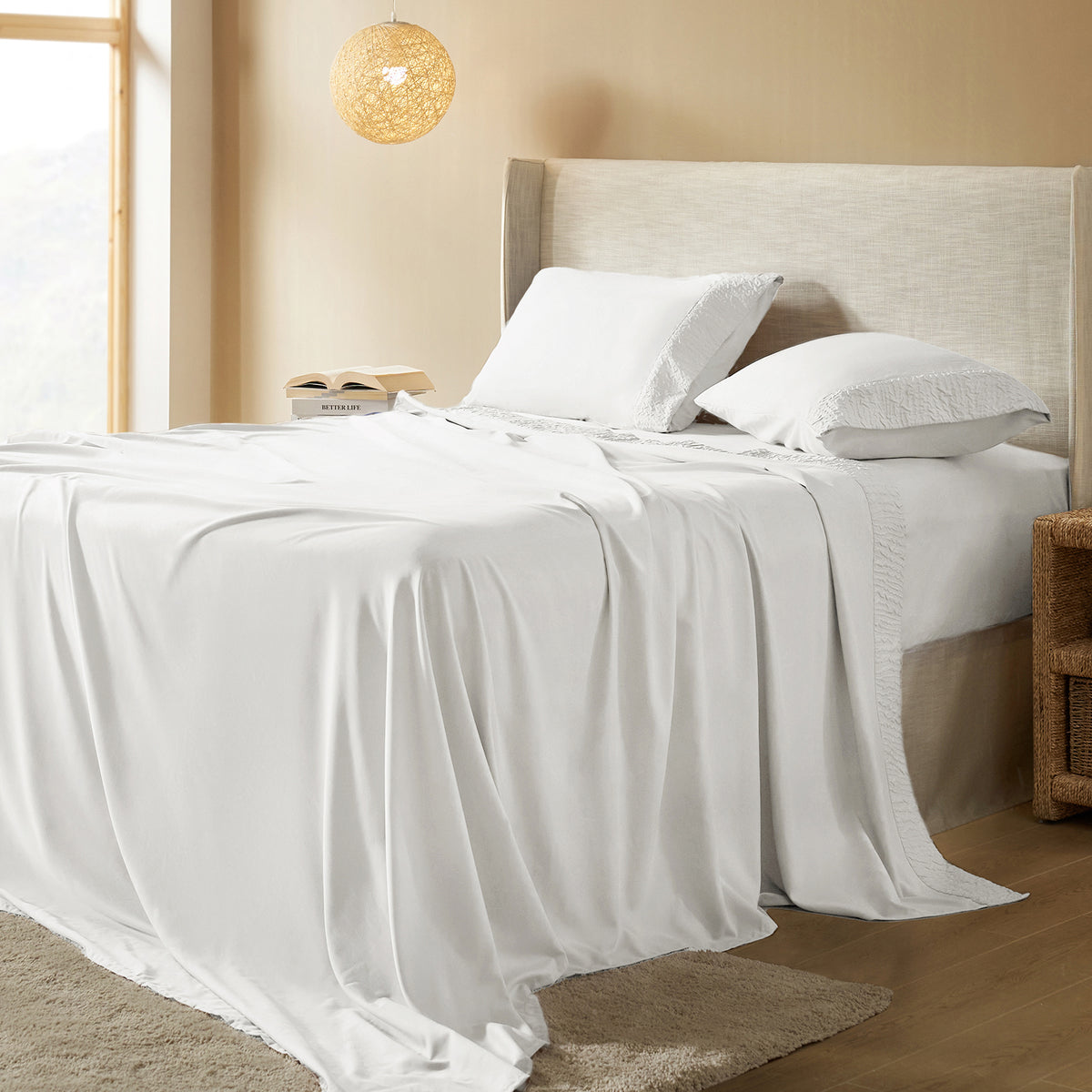 Cooling Bed Sheets Set with 16" Deep Pocket, Luxury Soft Sheets