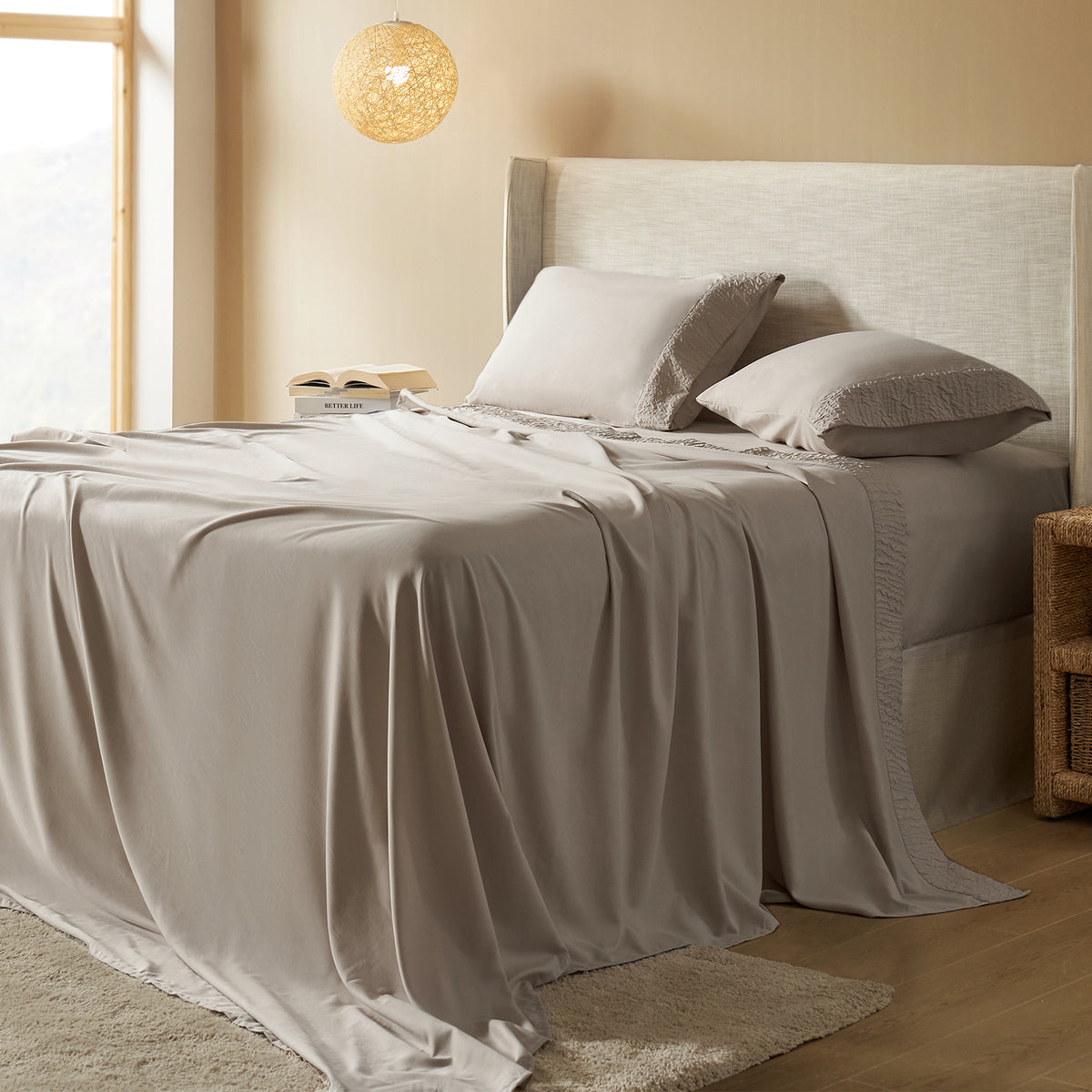 Cooling Bed Sheets Set with 16" Deep Pocket, Luxury Soft Sheets