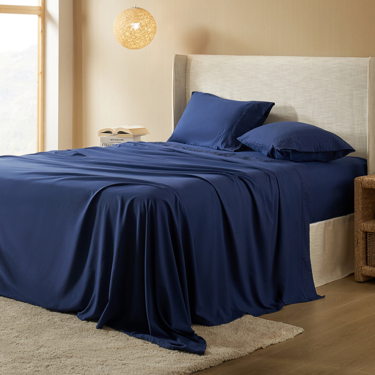 Cooling Bed Sheets Set with 16" Deep Pocket, Luxury Soft Sheets