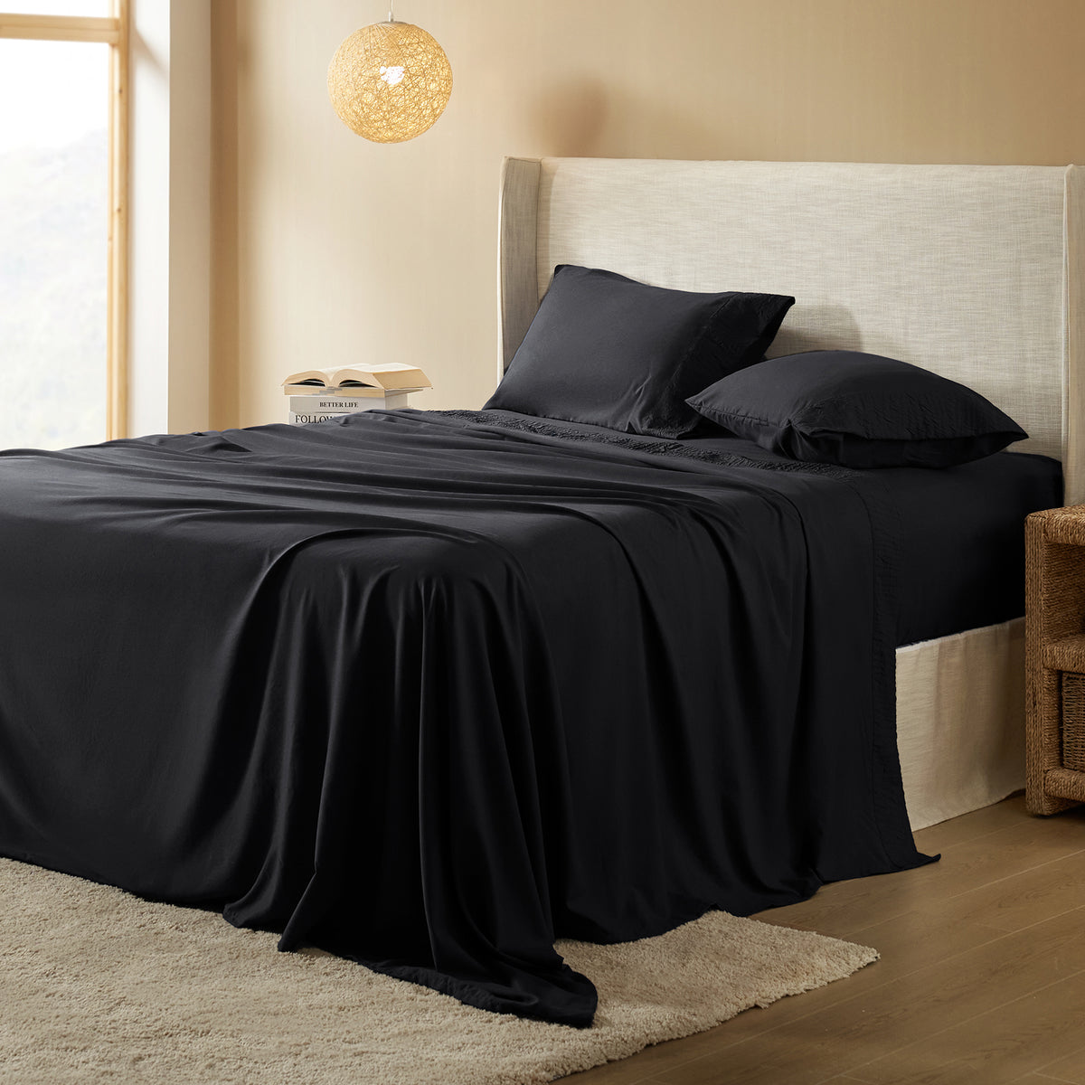 Cooling Bed Sheets Set with 16" Deep Pocket, Luxury Soft Sheets