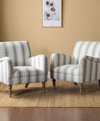 Farmhouse Plaid Accent Chair with Carved Wood Legs ,29.5”W Upholstered Rustic Armchair for Living Room, Bedroom or Reading Nook, GREENGUARD Certified