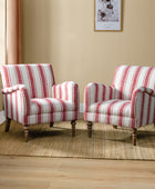 Farmhouse Plaid Accent Chair with Carved Wood Legs ,29.5”W Upholstered Rustic Armchair for Living Room, Bedroom or Reading Nook, GREENGUARD Certified