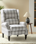 Recliner Chair Push Back Upholstered Midcentury Wingback Armchair Fabric Home Theater Couch Wood Legs Home Living Room