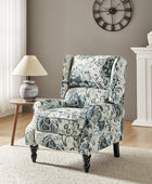 Recliner Chair Push Back Upholstered Midcentury Wingback Armchair Fabric Home Theater Couch Wood Legs Home Living Room