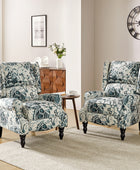 Recliner Chair Push Back Upholstered Midcentury Wingback Armchair Fabric Home Theater Couch Wood Legs Home Living Room