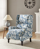 Recliner Chair Push Back Upholstered Midcentury Wingback Armchair Fabric Home Theater Couch Wood Legs Home Living Room