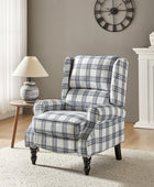 Recliner Chair Push Back Upholstered Midcentury Wingback Armchair Fabric Home Theater Couch Wood Legs Home Living Room